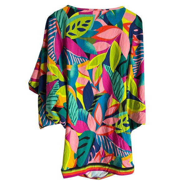 Trina Turk Rainforest Tropical Palm Print Swim Tunic Dress Beach Coverup Size M - Picture 7 of 10